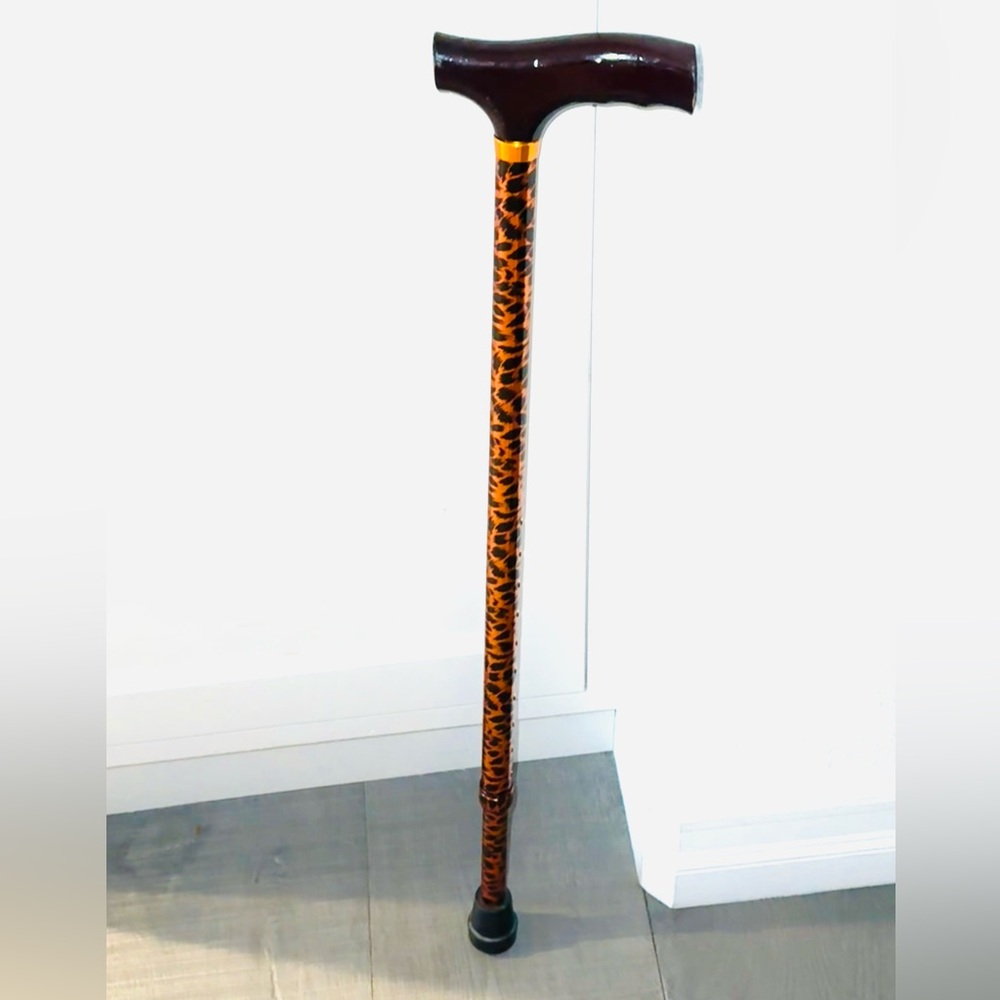 Classic Brown Leopard Print Walking Cane - Comfort Handle